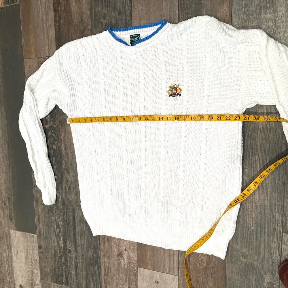 Vintage Izod Crest Logo Cable Knit Oversized Cotton Sweater XL Preppy Grandpa - Picture 8 of 9